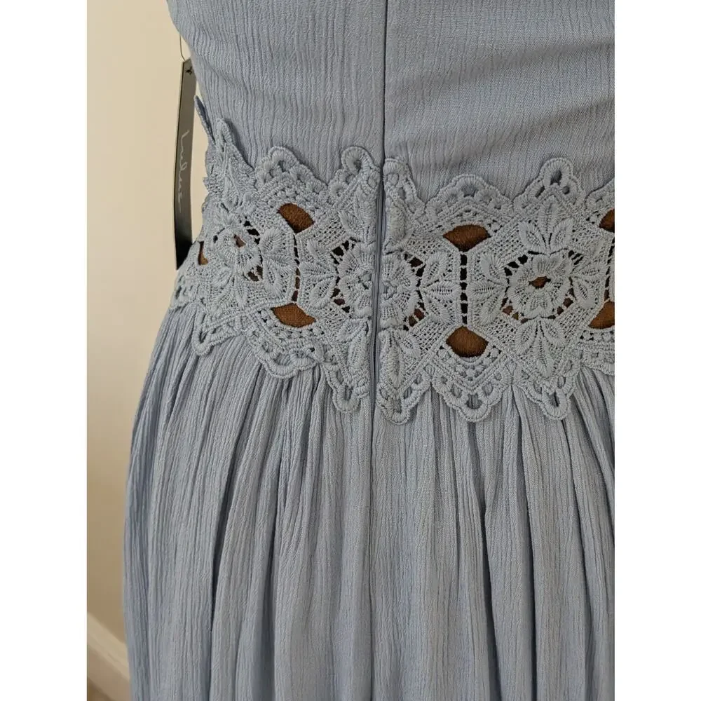 Lulus "This is Love" Slate Blue Lace Maxi Dress - NWT XS - Picture 5 of 10